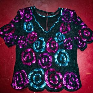 Vtg sequined evening top